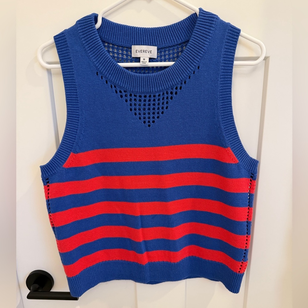 Evereve Perforated Blue Knit Pullover